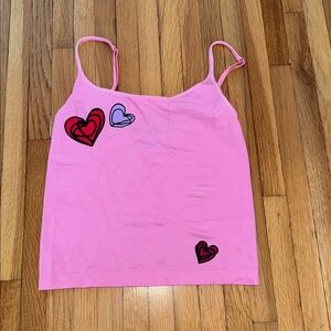 Body by Victoria Pink Tank Top with Heart Designs size small